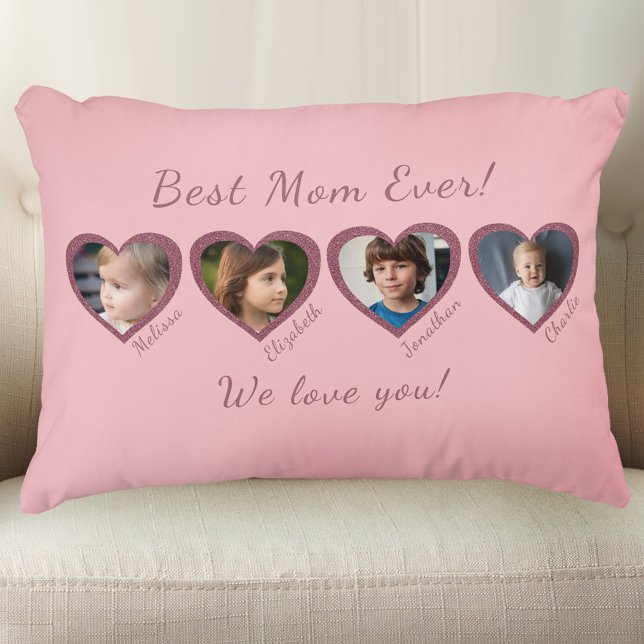 Best Mum Ever Custom Four Photo Template  Decorative Cushion (Creator Uploaded)