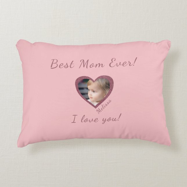 Best Mum Ever Custom Kids Photo Template  Decorative Cushion (Front)