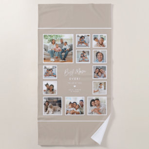 Best Mum Ever Custom Multi Photo Collage Gallery Beach Towel