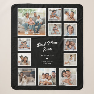 Best Mum Ever Custom Multi Photo Collage Gallery Sherpa Blanket
