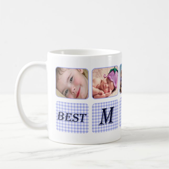 Best Mum Ever Custom Photo Collage Coffee Mug (Left)