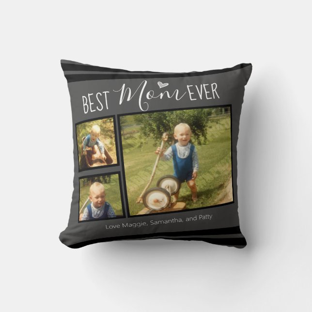Best Mum Ever Custom Photo Collage Throw Pillow (Front)