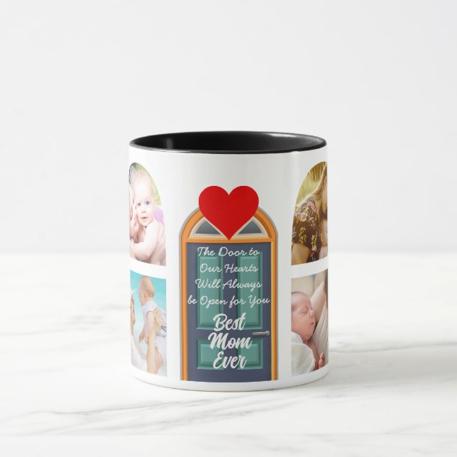 Best Mum Ever Custom Photo Door and Heart Edition Mug (Center)