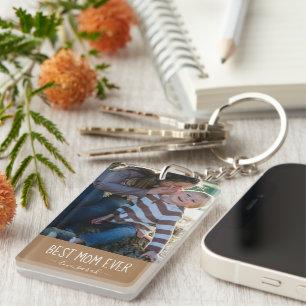 Best Mum Ever Custom Photo Fathers Day Keychain