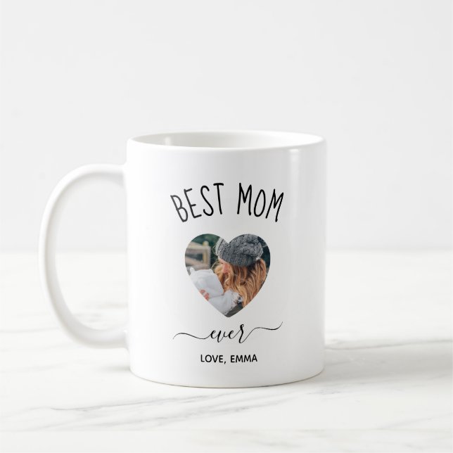 Best Mum Ever Custom  Photo Heart Coffee Mug (Left)