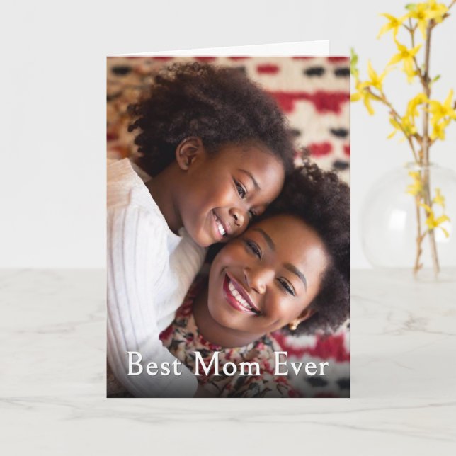 Best Mum Ever Custom Photo Keepsake Card (Yellow Flower)