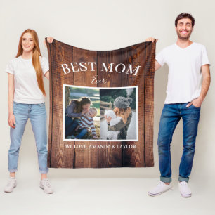 Best Mum Ever Custom Photo Modern Mothers Day Fleece Blanket