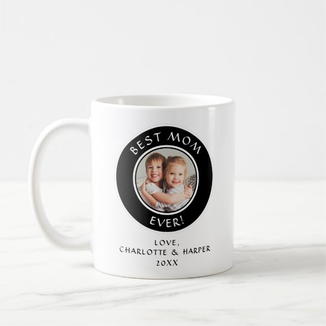Best Mum Ever Custom Photo Modern Mummy Kids Cute Coffee Mug (Left)