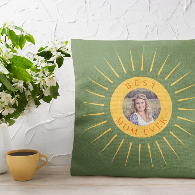 Best Mum Ever custom photo Mother's Day green Cushion (Creator Uploaded)