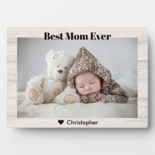 Best Mum Ever Custom Photo Name Rustic Modern Plaque