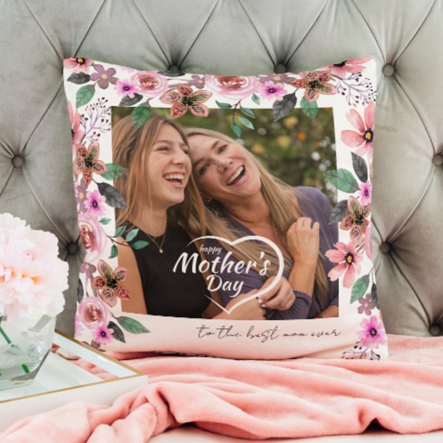 Best mum ever Custom Photo text Happy Mothers Day Cushion (Creator Uploaded)