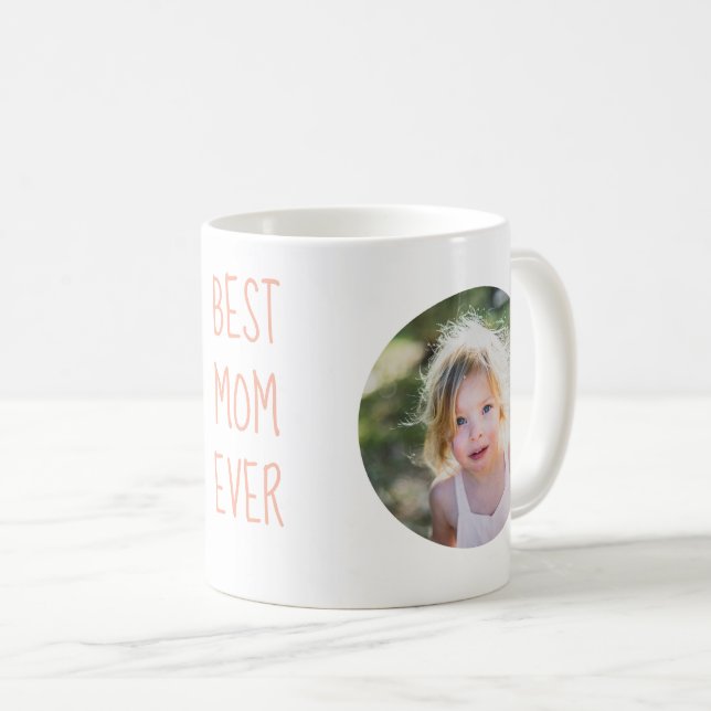 Best Mum Ever Custom Pink two Photo Mug (Front Right)
