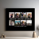 Best Mum Ever Customisable Black Photo Collage Canvas Print<br><div class="desc">The "Best Mum Ever Customisable Black Photo Collage Canvas Print" is a personalised masterpiece designed to celebrate exceptional mothers. This canvas print lets you create a unique collage of cherished family photos, a heartfelt gift that symbolises gratitude and affection. With its elegant black design, it complements any decor and serves...</div>