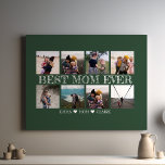 Best Mum Ever Customisable Green Photo Collage Canvas Print<br><div class="desc">The "Best Mum Ever Customisable Navy Blue Photo Collage Canvas Print" is a personalised masterpiece that pays homage to the extraordinary role that mothers play in our lives. It's a canvas print like no other, offering you the unique chance to curate a heartfelt collage of cherished family photos. These images,...</div>