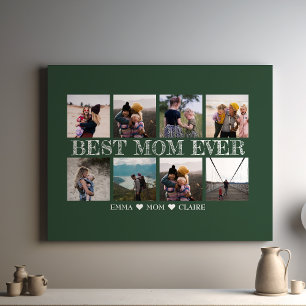 Best Mum Ever Customisable Green Photo Collage Canvas Print