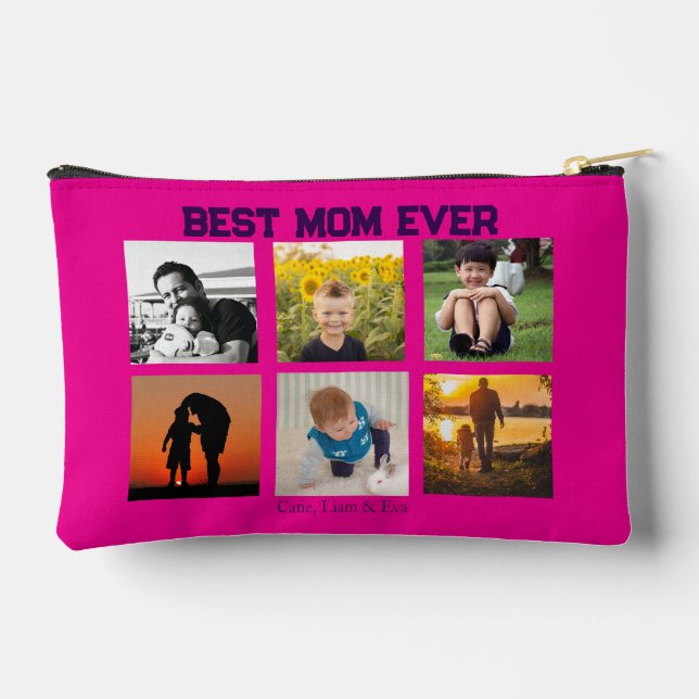 Best Mum Ever Customisable name and images Accessory Pouch (Back)