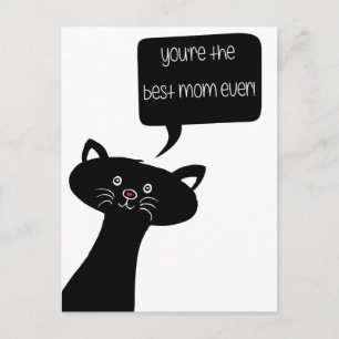 Best mum ever! - Cute Black Cat Postcard