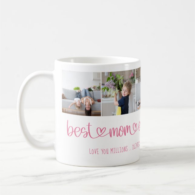 Best Mum Ever Cute Lettering I Love You 6 Photo Coffee Mug (Left)