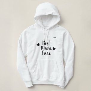 Best Mum Ever Cute Personalised Black Typography  Hoodie