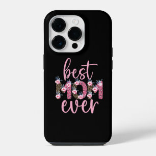 Best Mum Ever Cute Pink Floral Animal Print iPhone 14 Pro Case