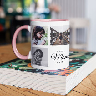 Best Mum Ever Cute Trendy Instagram Photo Collage Two-Tone Coffee Mug