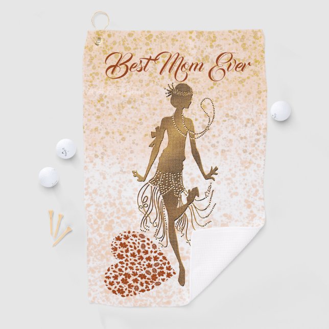 Best Mum Ever Dancer Spiral Heart Mother's Day Fun Golf Towel (InSitu)