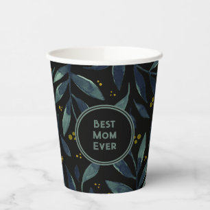 Best mum ever elegant floral branches paper cups
