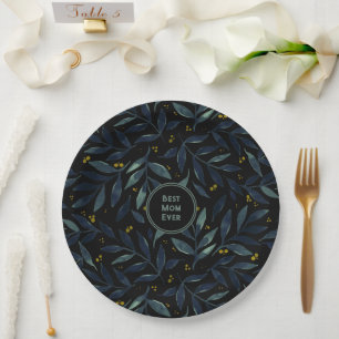 Best mum ever elegant floral branches paper plate