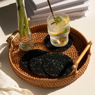 Best mum ever elegant floral branches round paper coaster