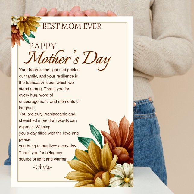 Best Mum Ever elegant happy mother's day flawer Holiday Card (Creator Uploaded)