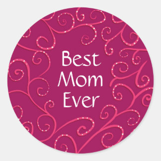 Best mum ever elegant pink swirls modern classic round sticker