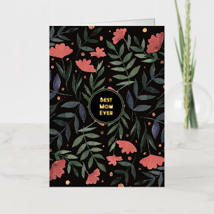 Best mum ever elegant retro magical garden foil holiday card