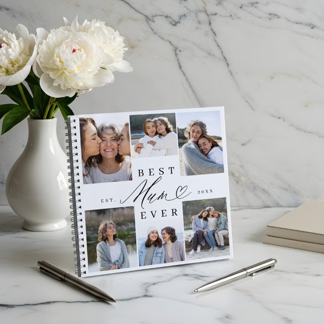Best Mum Ever Elegant Script Heart Photo Collage Notebook (Best Mum Ever Elegant Script Heart Photo Collage Notebook)