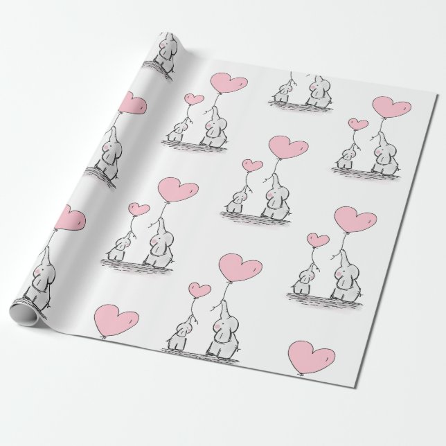 Best Mum Ever Elephant Love  Wrapping Paper (Unrolled)