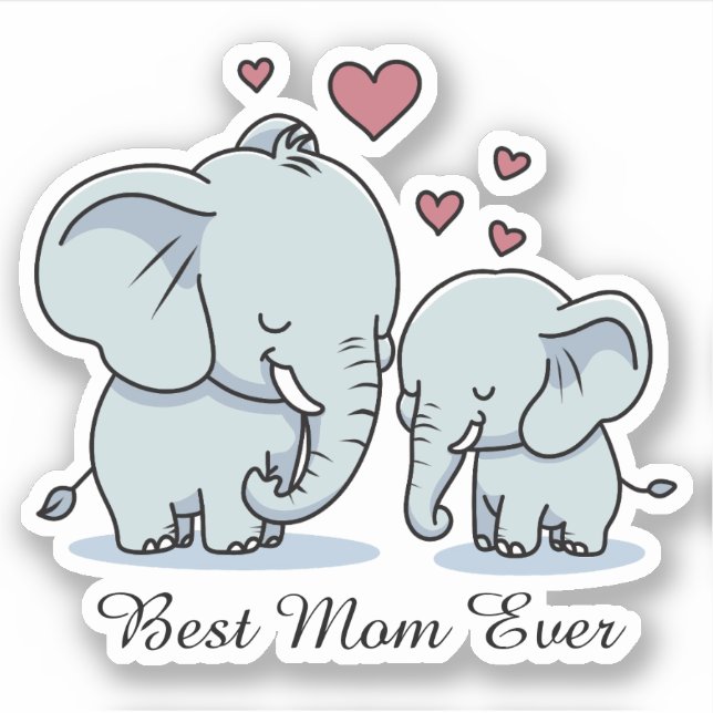 Best Mum Ever Elephants And Hearts (Front)