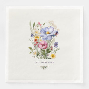 Best Mum Ever English Garden Bouquet Mother's Day Napkin