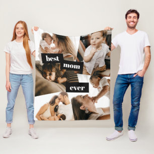 Best Mum Ever Family Collage Fleece Photo Blanket