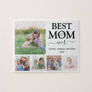 Best Mum Ever Family Photo Collage Jigsaw Puzzle