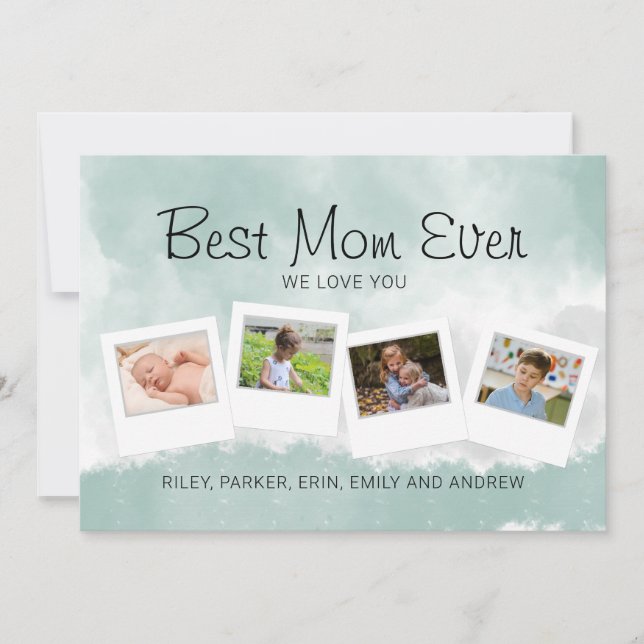 Best Mum Ever Family Photo Mothers Day Card (Front)
