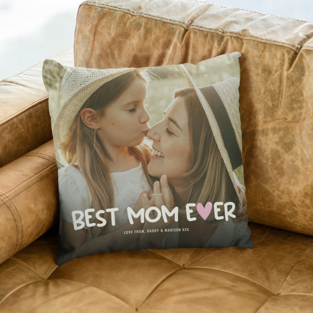 Best Mum Ever Family Photo Throw Pillow (Creator Uploaded)