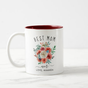 Best Mum Ever- Floral Burgundy Boho Two-Tone Coffee Mug