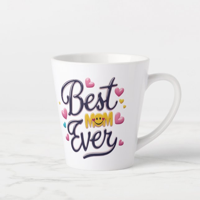 Best Mum Ever Floral Latte Mug – Elegant 12 oz  (Right)