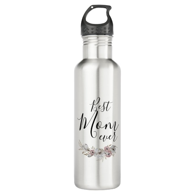 Best Mum Ever Floral Minimal 710 Ml Water Bottle (Front)