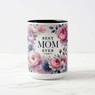Best Mum Ever Floral Mug — Elegant Peony & Pastel