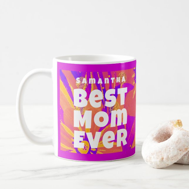 Best Mum Ever Floral Naive Art Coffee Mug (With Donut)
