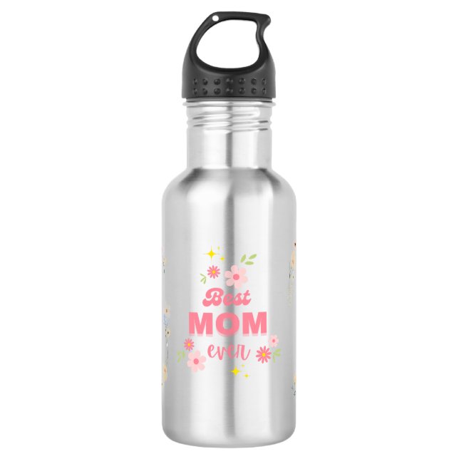 🌸 Best Mum Ever Floral & pastels 532 Ml Water Bottle (Front)