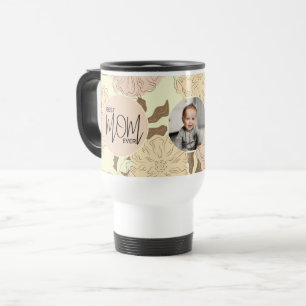 Best Mum Ever Floral Pattern Photo Travel Mug