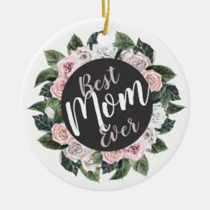 Best Mum Ever Floral Photo Ceramic Tree Decoration