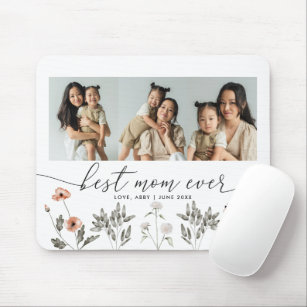 Best Mum Ever Floral Photo Collage  Mouse Mat