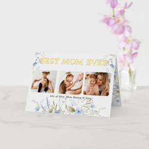 Best Mum ever Floral Photo Mothers Day  Foil Greeting Card
